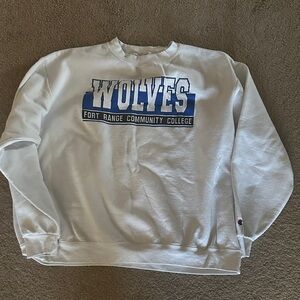 Champion White Crewneck with Wolves Graphic